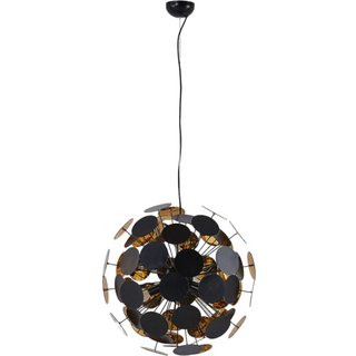 Lindby hængelampe Kinan, Ø 54 cm, sort, guld, metal