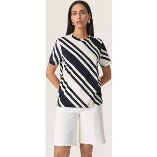 Soaked In Luxury Slaeve Tee Toppe & T-Shirts 30408303 White And Black Diagonal (MEDIUM)