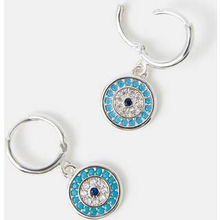Accessorize Accessorize Silver Tone Evil Eye Hoop Earrings