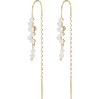 Snö Of Sweden Line Tassle Earring Gold/White Onesize
