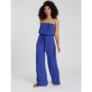 South Beach South Beach Blue Crinkle Viscose Sheer Strapless Jumpsuit
