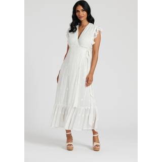 South Beach South Beach White Sequin Detail Wrap Midi Dress