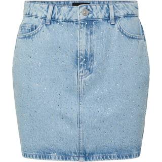 Pcnoel Rhinesten Mini Denimnederdel