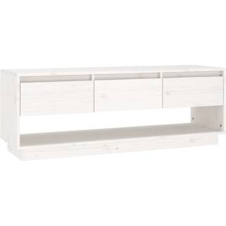 Tv-Bord 110,5X34X40 Cm Massivt Fyrretræ - Hvid