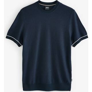 BOSS BLACK Jianfranco Cotton/Viscose Knitted T-Shirt Dark Blue