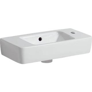 Geberit Renova Compact håndvask kompakt, med fralægningsplads: Hvid, B=50cm, H=15cm, T=25cm, Hanehul=Til højre, Overløb=Synlig, Opbevaringsflade=Til venstre