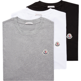 Moncler 3-Pack Logo T-Shirt Grey/White/Black