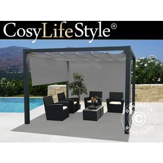 Pergola pavillon /Havepavillon 3,19x3,19m, Antracit/Antracit