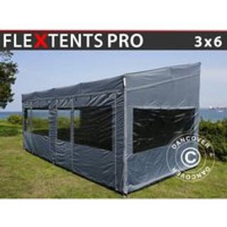 Foldetelt FleXtents Easy up pavillon PRO Trapezo 3x6m Grå, inkl. 4 sider