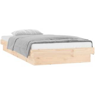 Sengeramme Med Led-Lys Massivt Træ - Naturfarvet / 90 x 200 cm