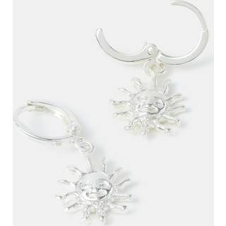 Accessorize Accessorize Silver Tone Sun Charm Hoop Earrings