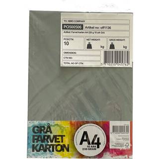 Farvet karton A4 10 ark - grå (På lager i butik)