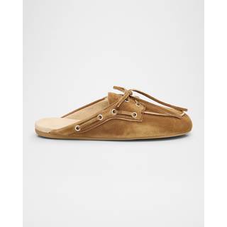 Brown Suede Boat Mules - 39