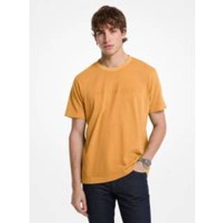 MK Logo Embossed Cotton T-Shirt - Orange - Michael Kors - XL