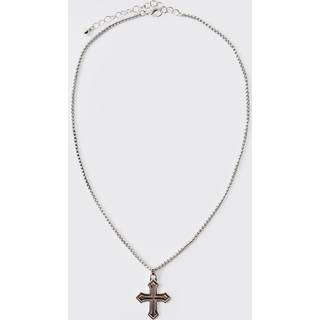 Mens Gothic Cross Necklace in Silver