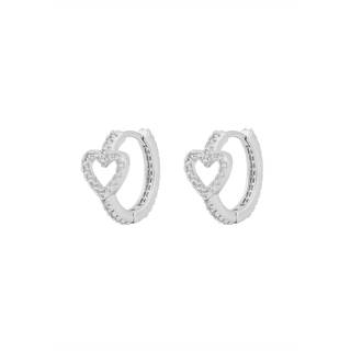 Snö Of Sweden Nisi Heart Hoop Earring Silver Onesize