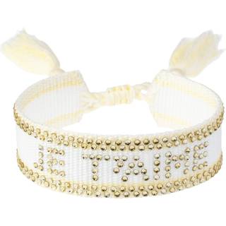 DARK Woven Friendship Bracelet With Crystals Je T'aime White With Pale Yellow