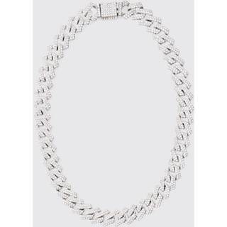 Mens Silver Fully Iced Cuban Necklace