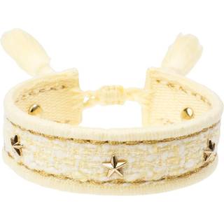 DARK Tweed Friendship Bracelet With Star Studs Pale Yellow