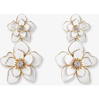 Self-Portrait Enamel drop earrings - white - One Size