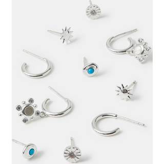Accessorize Accessorize Silver Tone Sterling Stone Stud & Hoop Earrings 5 Pack