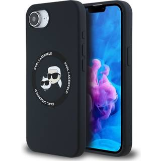 iPhone 16e Karl Lagerfeld Karl and Choupette MagSafe Cover i flydende silikone - Sort