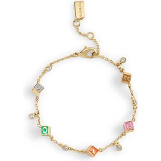 Coach COACH Gold Tone Signature Logo Enamel Cube Strand Bracelet