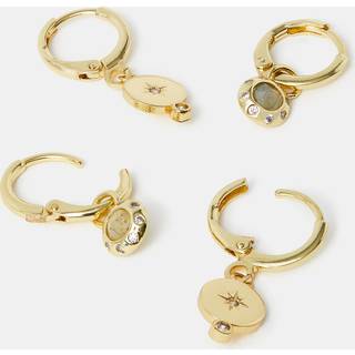 Accessorize 14ct Charm Huggie Hoop Earrings 2 Packen