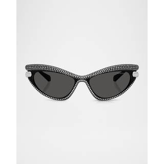 Swarovski Kvinde SK6038 100187 Solbriller Injiceret Sort Grå Cat Eye Normal