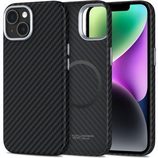 iPhone 15 Tech-Protect Ion Carbon Plast Cover - MagSafe-kompatibel - Sort / sølv