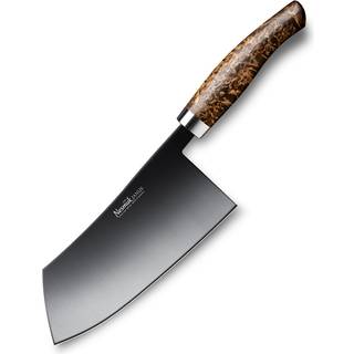 Nesmuk Janus Chinesisches Kochmesser 18 cm - Niobstahl mit DLC-Beschichtung - Griff Karelische Maserbirke - Braun