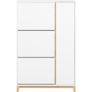 SoBuy Smalt Skoskab i Hvid/Naturlig - 59x115x40 cm