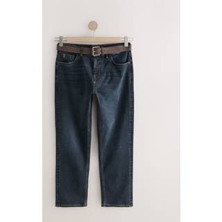 Next Ink Blue Straight Fit Signature Belted Jeans