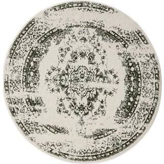 ZOE Creme Grøn Tæppe - Rund / ø 120 cm / Hvid