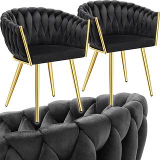 Spisebordsstole Astano velour - sort/guld,Sæt med 2 stk.