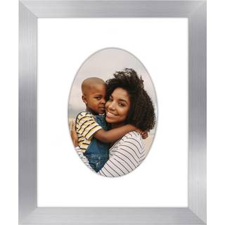 AmericanFlat 5x7 -billedramme med ovalformet mat i s?lv - Brug som 8x10 billedramme uden mat eller 5x7 ramme med Mat - Engineered tr?ramme med kn