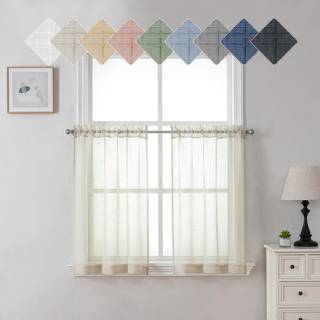 Aiyufeng Kirei 36 tommer naturlige rene gardiner 2 paneler indstillet til k?kkenstanglommer semi -rene korte gardiner og gardiner privatliv med l