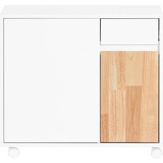 SoBuy Printerbord med Skuffer og Hjul i Hvid/Natur - ASK04-WN