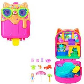 Polly Pocket Dolls and Playset Kitty Popsicle Resort Kompakt rejselegetj med 1 mikrodukke kledyrshvalp og tematilbehr