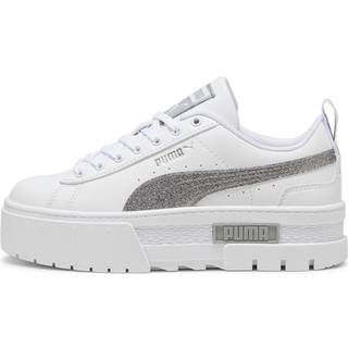 Women&#39;s Puma Mayze Glitter Sneakers Youth, White, Size 38, Shoes - Silver - 38