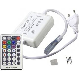 RGB 8x16 Neon flex kontroller med fjernbetjening - Inkl. endeprop, 230V, memory funktion, radiostyret, maks. 50 m