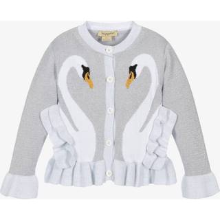 Stella McCartney Kids Ruffled cotton-blend jacquard cardigan - grey - Y 6