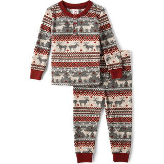 B?rnenes sted Baby Toddler 2 Stykke Familie Matchende Plaid Thermal Pyjamas s?tter Winter Fairisle