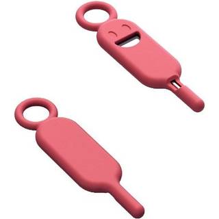 Sim-Kort Nøgle i Silikone Etui med Ring til Nøglering - Rød