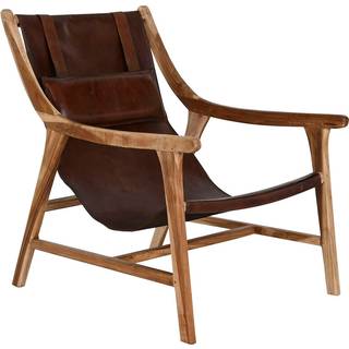 Lænestol Home ESPRIT Natur Mørkebrun Teak 68 x 86 x 86 cm