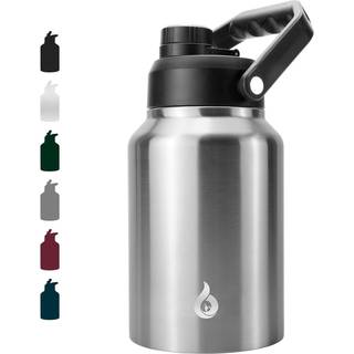 BJPKPK 64 oz isolerad vattenflaska Diskmaskin Säker halv gallon vattenflaska med ergonomiskt handtag BPA gratis läckfast vatten kanna med halkfri