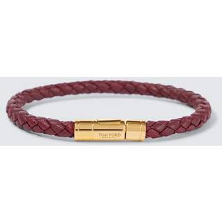 Tom Ford Logo braided leather bracelet - burgundy - XL