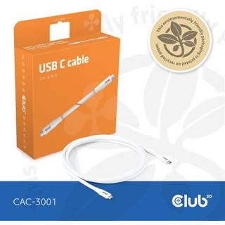 CLUB 3D Lifestyle USB-C Kabel  PD 240W,20Gbps  2m weiß  St/St retail