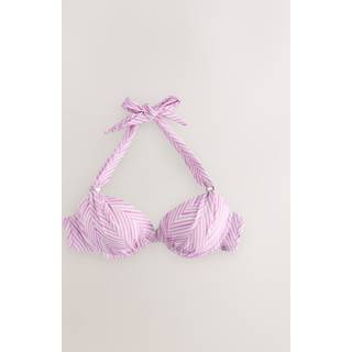 Next Lilac Purple Zigzag Print Padded Shaping Wired Halter Bikini Top