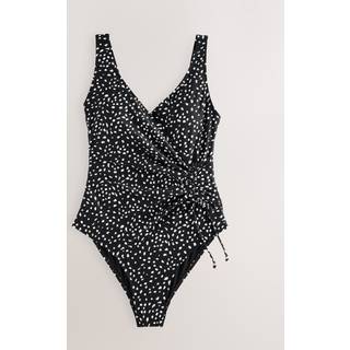 Next Black/White Spot Ruched Side Tummy Shaping Control Swimsuit